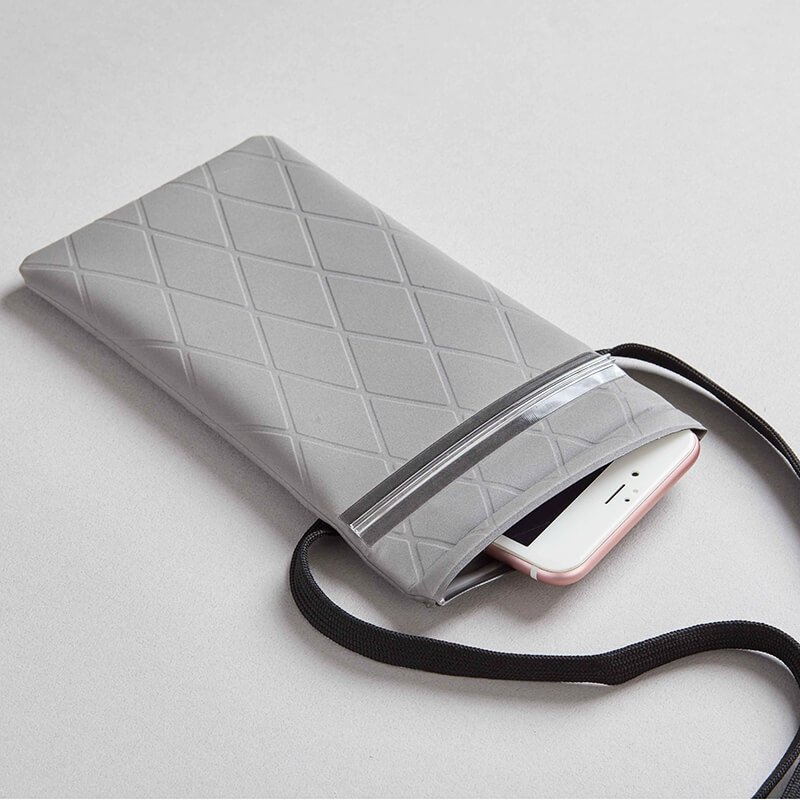 仿麂皮收納袋-格菱紋 有頸帶 (2)